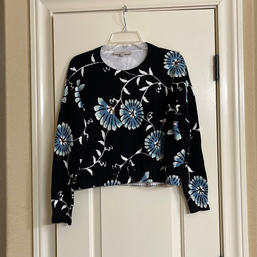 Loft Floral Cropped Sweater (NWOT)- Midweight Size Medium